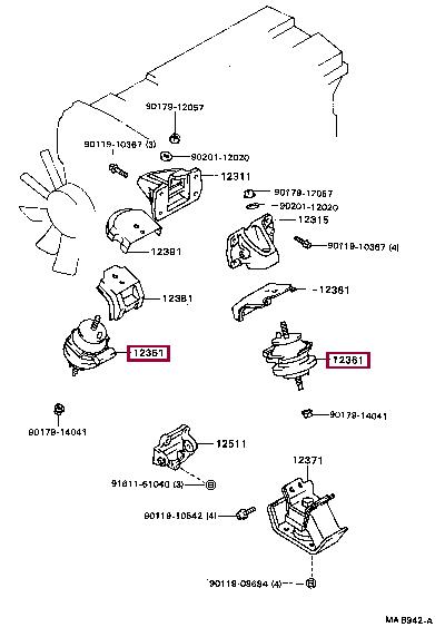 1236142050 Toyota Подушка двигателя