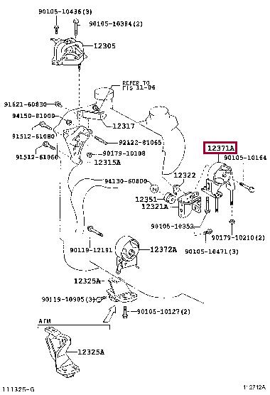 1237123061 Toyota Подушка двигателя
