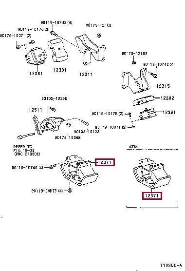 1237135090 Toyota Подушка двигателя