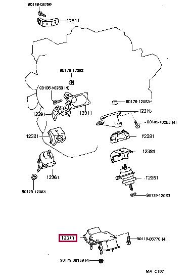 1237150010 Toyota Подушка двигателя