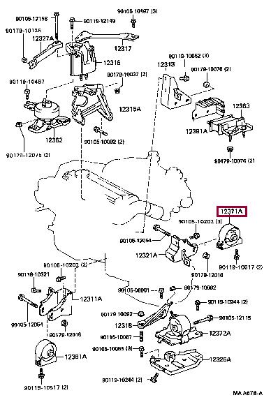 1237162011 Toyota Подушка двигателя