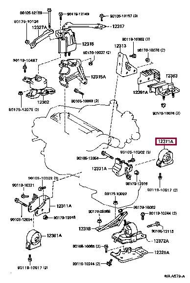 1237162020 Toyota Подушка двигателя