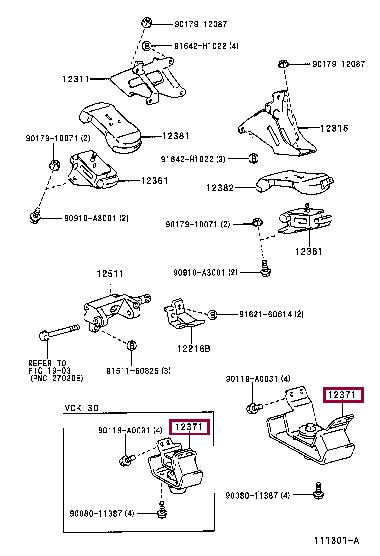 1237162160 Toyota Подушка двигателя