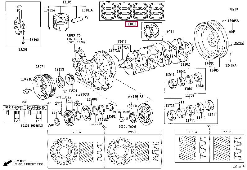 1301130180 Toyota Кольца поршневые