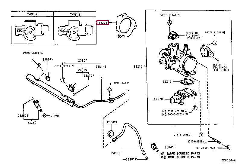 222710D010 Toyota Прокладка корпуса дроссельной заслонки
