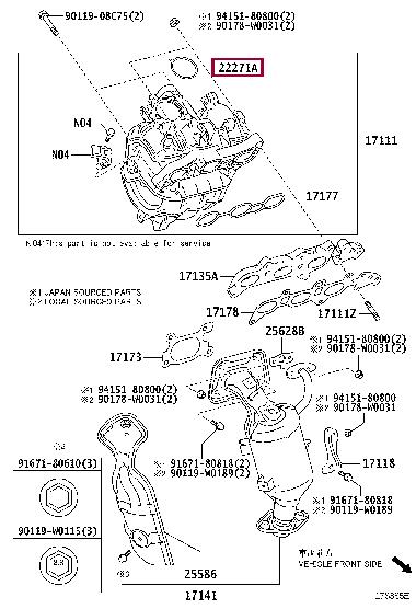222710Q010 Toyota Прокладка корпуса дроссельной заслонки