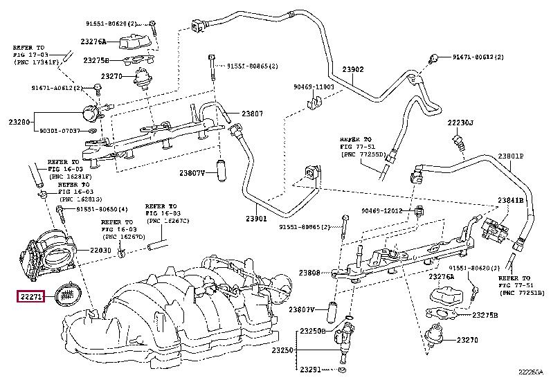 222710S020 Toyota Прокладка корпуса дроссельной заслонки