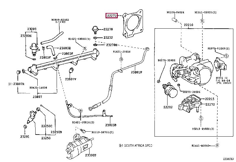 2227166020 Toyota Прокладка корпуса дроссельной заслонки