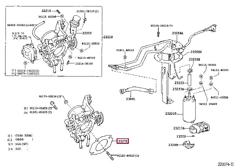 2227175010 Toyota Прокладка корпуса дроссельной заслонки