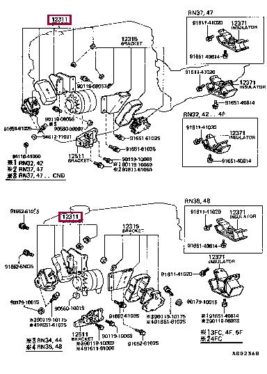 1230135040 Toyota Подушка двигателя