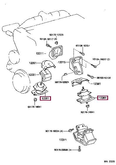 1236146040 Toyota Подушка двигателя