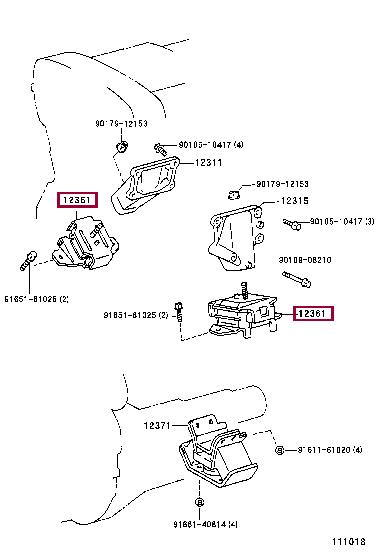 1236146090 Toyota Подушка двигателя