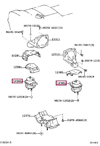 1236146200 Toyota Подушка двигателя