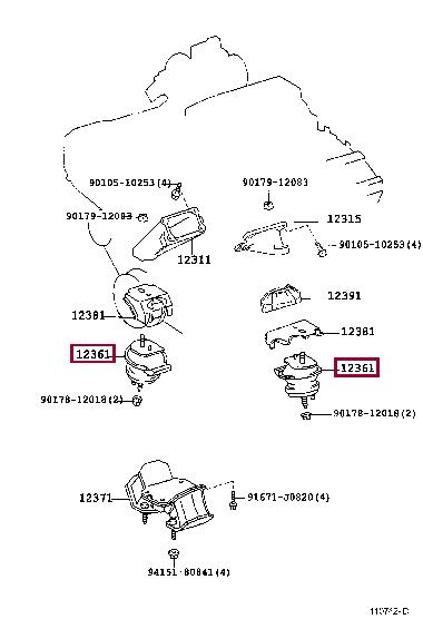 Toyota 12361-50110 Подушка двигуна 1236150110: Купити в Україні - Добра ціна на EXIST.UA!