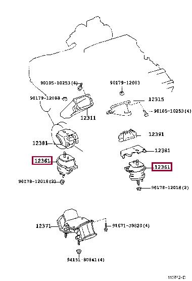 1236150111 Toyota Подушка двигателя