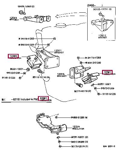 1236156031 Toyota Подушка двигателя
