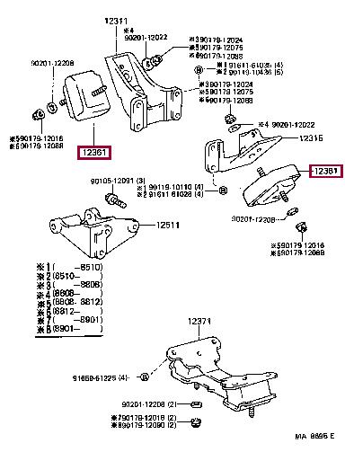 1236158061 Toyota Подушка двигателя