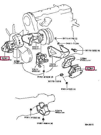 1236163020 Toyota Подушка двигателя