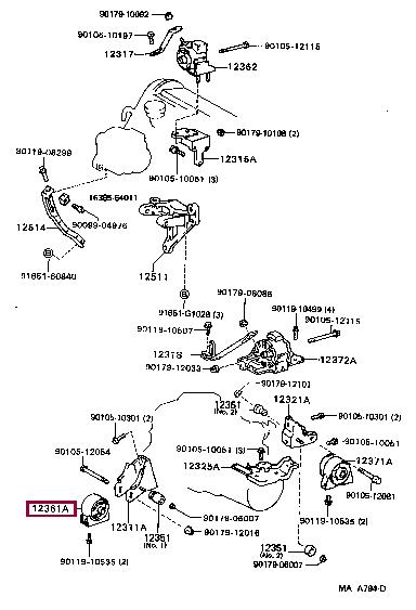 1236174120 Toyota Подушка двигателя