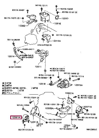 1236174220 Toyota Подушка двигателя