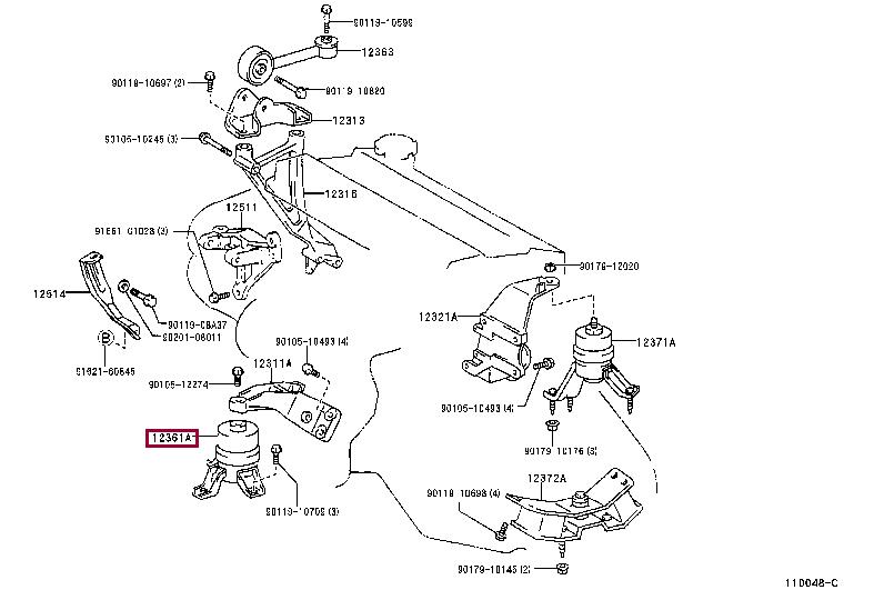 1236174440 Toyota Подушка двигателя