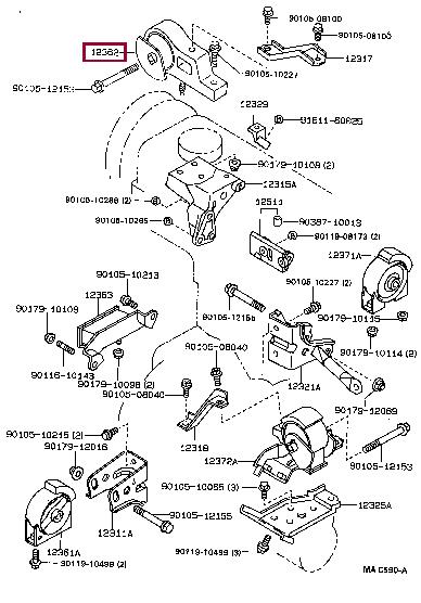 Toyota 12362-11100 Подушка двигателя 1236211100: Отличная цена - Купить в Украине на EXIST.UA! 1236211100 Toyota Подушка двигателя