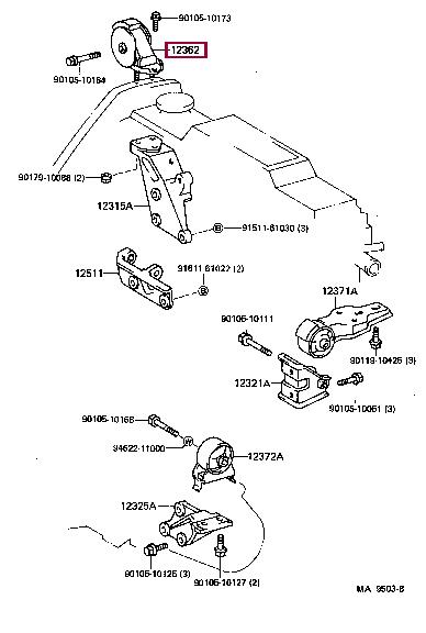 1236255020 Toyota Подушка двигателя