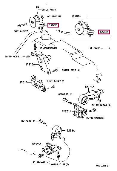 1236255031 Toyota Подушка двигателя