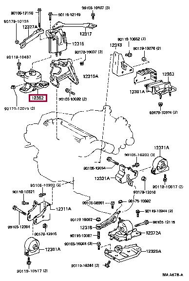 1236262020 Toyota Подушка двигателя