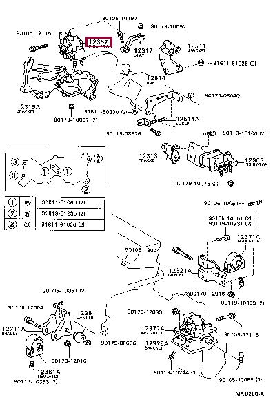 1236264050 Toyota Подушка двигателя