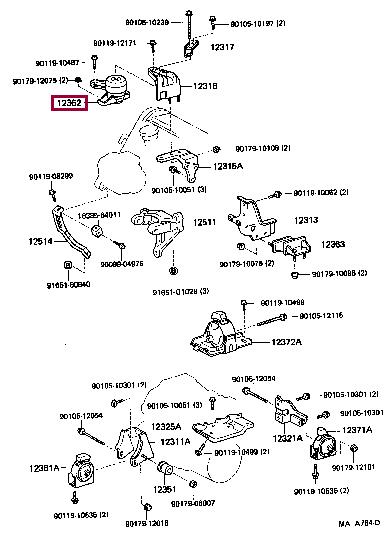 1236274110 Toyota Подушка двигателя