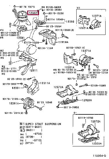 1236274421 Toyota Подушка двигателя