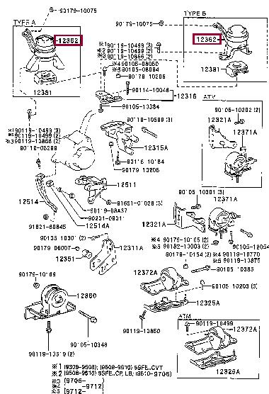 1236274430 Toyota Подушка двигателя