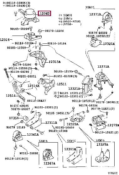 Toyota 12362-74490 Подушка двигуна 1236274490: Приваблива ціна - Купити в Україні на EXIST.UA! 1236274490 Toyota Подушка двигуна