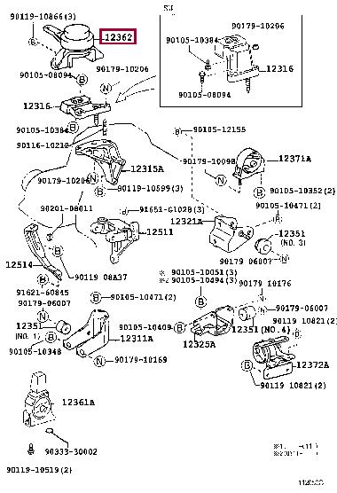 1236274550 Toyota Подушка двигателя