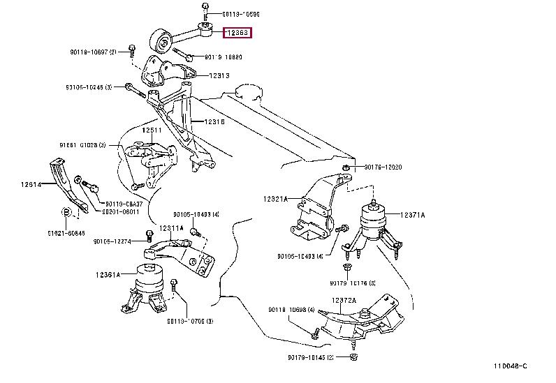 1236374150 Toyota Подушка двигателя