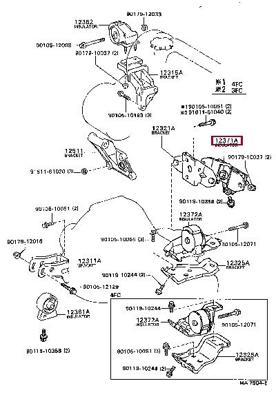 1237115121 Toyota Подушка двигателя
