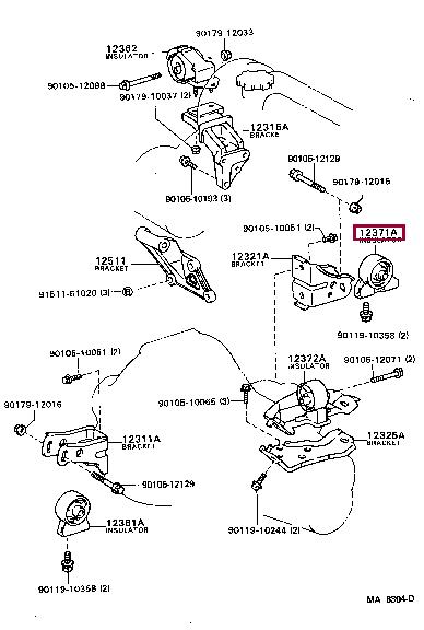 1237115180 Toyota Подушка двигателя