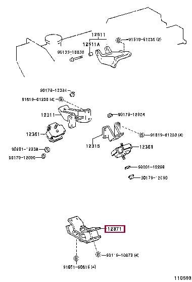 1237117030 Toyota Подушка двигателя