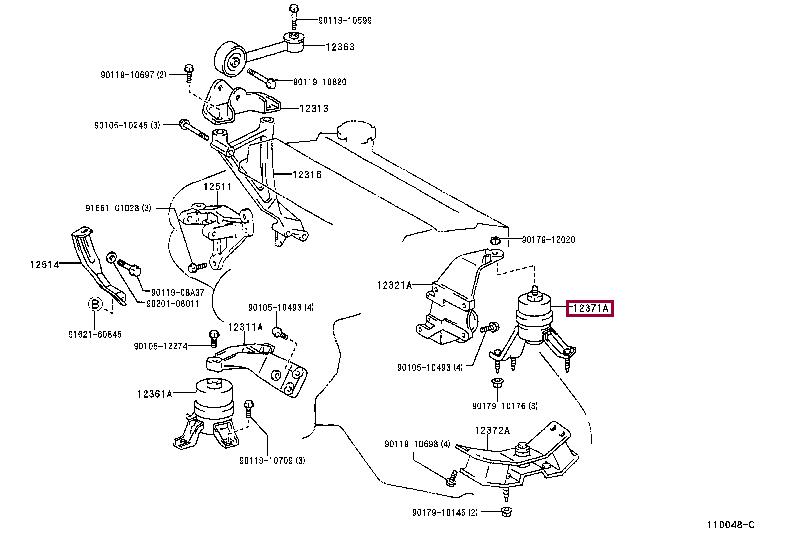 1237174560 Toyota Подушка двигателя