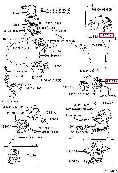 Toyota 12371-74630 Подушка двигателя 1237174630: Отличная цена - Купить в Украине на EXIST.UA! 1237174630 Toyota Подушка двигателя