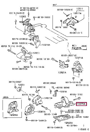 1237215210 Toyota Подушка двигателя