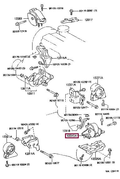 1237216180 Toyota Подушка двигателя