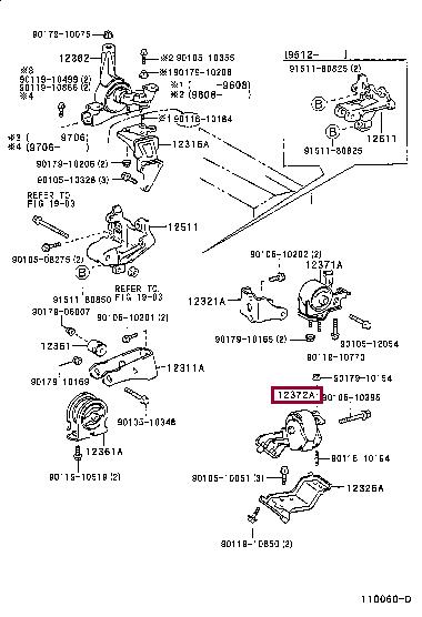 1237216340 Toyota Подушка двигателя