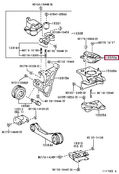 Toyota 12372-21080 Подушка двигуна 1237221080: Купити в Україні - Добра ціна на EXIST.UA!