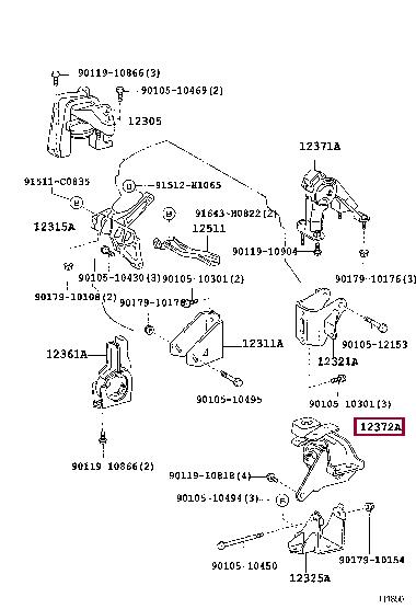 1237222080 Toyota Подушка двигателя