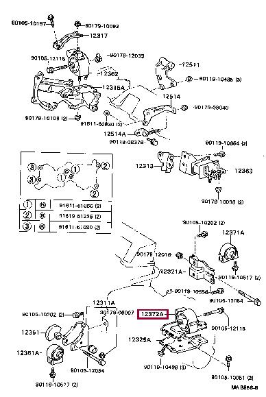 1237264120 Toyota Подушка двигателя