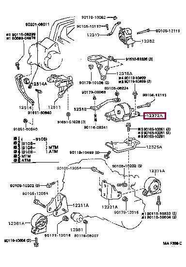1237274221 Toyota Подушка двигателя