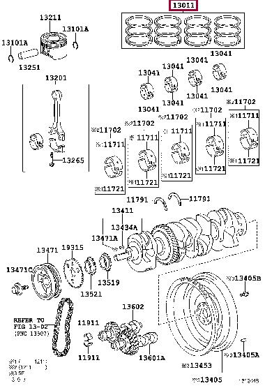 130110H031 Toyota Кільця поршневі