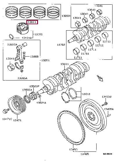 1301116230 Toyota Кольца поршневые